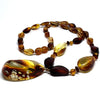 Multicolour Amber Faceted Necklace with Twisted Pendant