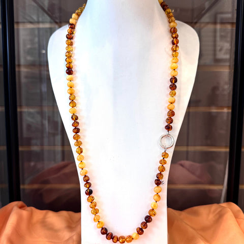 Long Mix Colours Baroque Style Amber Beaded Necklace
