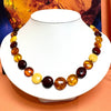 Multicolour Coin-Shaped Amber Beaded Necklace
