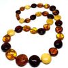 Multicolour Coin-Shaped Amber Beaded Necklace