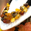 3 Strands Baltic Amber Necklace on Black Cord