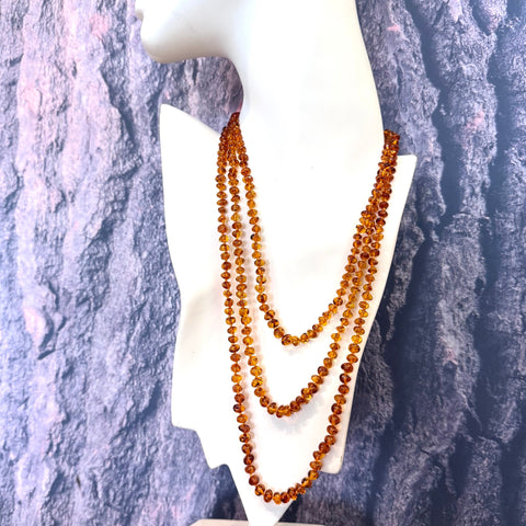 Delicate Beaded Necklaces in Cognac Amber