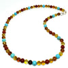 Amber, Turquoise and Coral Ball Necklace