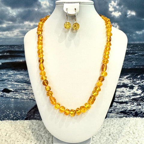 Amber Beaded Necklace in Citrine Colour #2