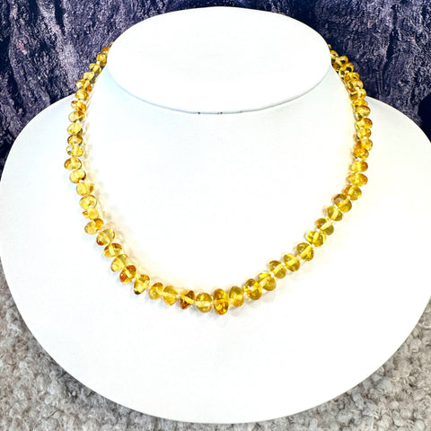 Delicate Beaded Necklace in Citrine Amber