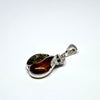 Two Colours Amber and Silver Pear Pendant