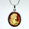 Baltic Amber Intaglio Pendant in Silver