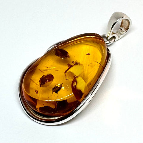 Elegant Amber and Silver Large pendant