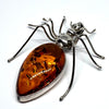 Amber and Silver Large Spider Pendant