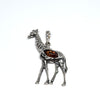 Giraffe Pendant in Silver with Amber