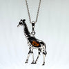 Giraffe Pendant in Silver with Amber