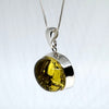 Green Amber Pendant in Silver