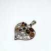 Heart Pendant in Filigree Silver with Amber