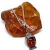 Amber Owl Pendant in Silver