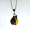 Two Colours Amber and Silver Pear Pendant