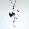 Cat Pendant in Silver with Amber