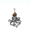 Amber and Silver Octopus Pendant