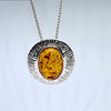 Amber and Silver Pendant on Chain