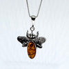 Fly Pendant in Silver with Amber