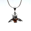 Owl Pendant in Silver and Amber