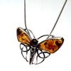 Amber and Silver Butterfly Pendant with Celtic Knot on Chain