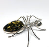 Green Amber Spider Pendant in Silver