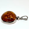 Large Simple Amber Pendant in Silver