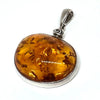 Large Simple Amber Pendant in Silver