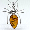 Amber and Silver Large Spider Pendant
