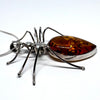 Amber and Silver Large Spider Pendant