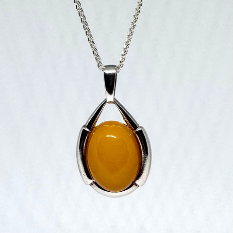 Butterscotch Amber Pendant in Silver