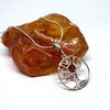 Delicate Tree of Life Pendant in Silver with Amber