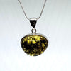 Green Amber Pendant in Silver
