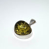 Green Amber Pendant in Silver