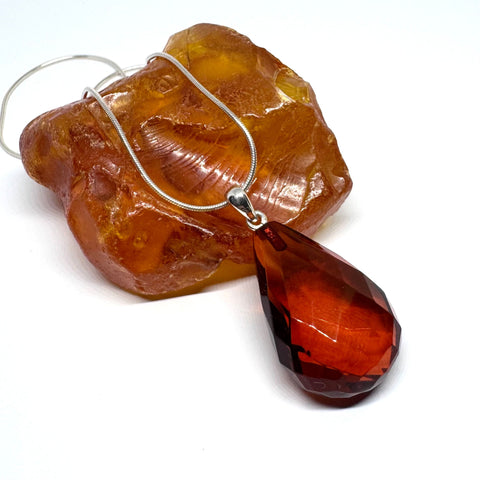 Cherry Amber Faceted Pendant
