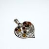 Heart Pendant in Filigree Silver with Amber