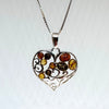 Heart Pendant in Filigree Silver with Amber