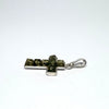 Green Amber Cross Pendant in Silver