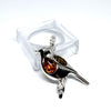 Amber Bird Pendant in Silver