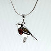 Amber Bird Pendant in Silver