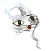 Cat's Face Silver Pendant with Amber