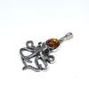Amber and Silver Octopus Pendant