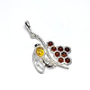 Honey and Bee Pendant in Silver and Amber
