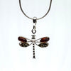 Dragonfly Pendant in Amber and Silver