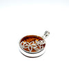 Amber Pendant with Flower Design in Silver