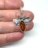 Fly Pendant in Silver with Amber