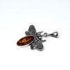 Fly Pendant in Silver with Amber