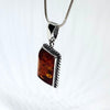 Rectangular Amber Pendant in Silver Rope Setting