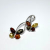 Amber and Silver Double Butterfly Pendant