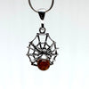 Amber and Silver Spider on Web Pendant